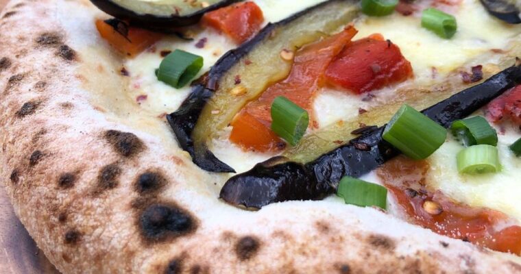 Eggplant and Roasted Peppers Pizza