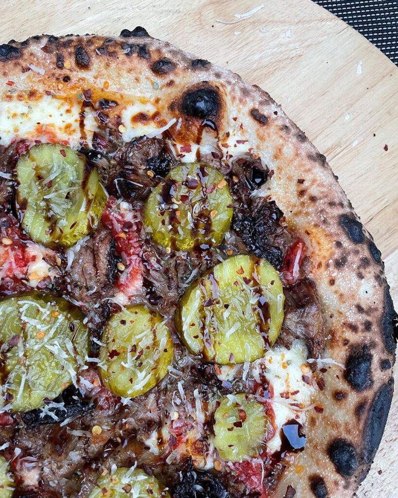 Brisket with Beer Pickles Pizza - My Husband Makes Pies