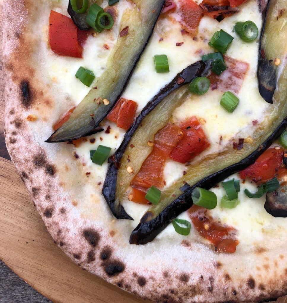 Homemade Eggplant & Roasted Peppers Pizza - My Husband Makes Pies