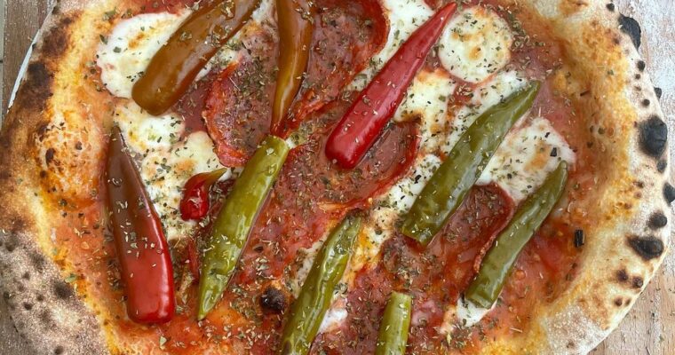 Hot Pickled Pepper Homemade Pizza