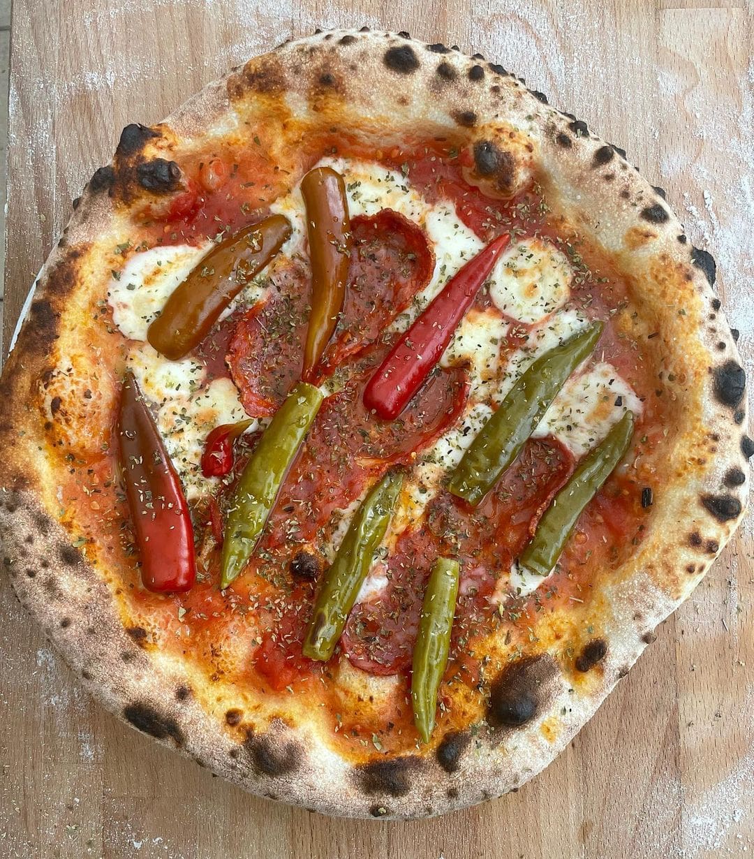 Hot Pickled Pepper Homemade Pizza