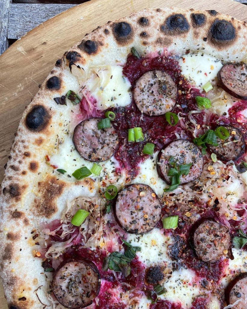 Kielbasa Beetroot Relish Pizza