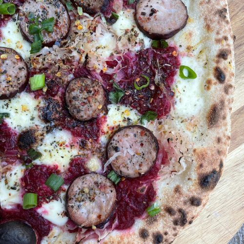 Kielbasa Beetroot Relish Pizza