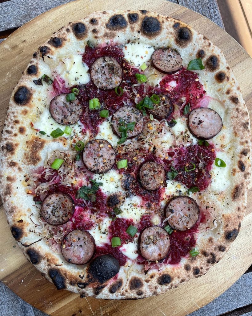 Kielbasa Beetroot Relish Pizza