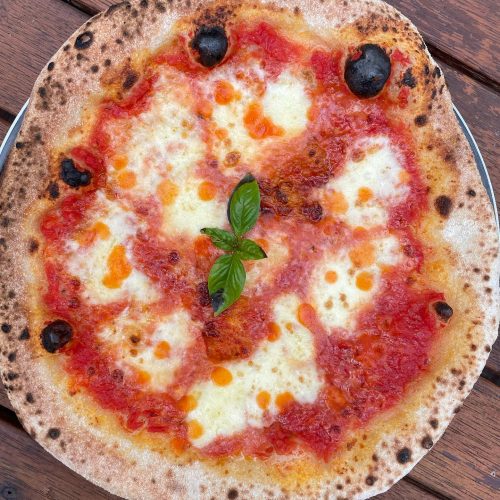 Margherita Pizza with Hot Sauce