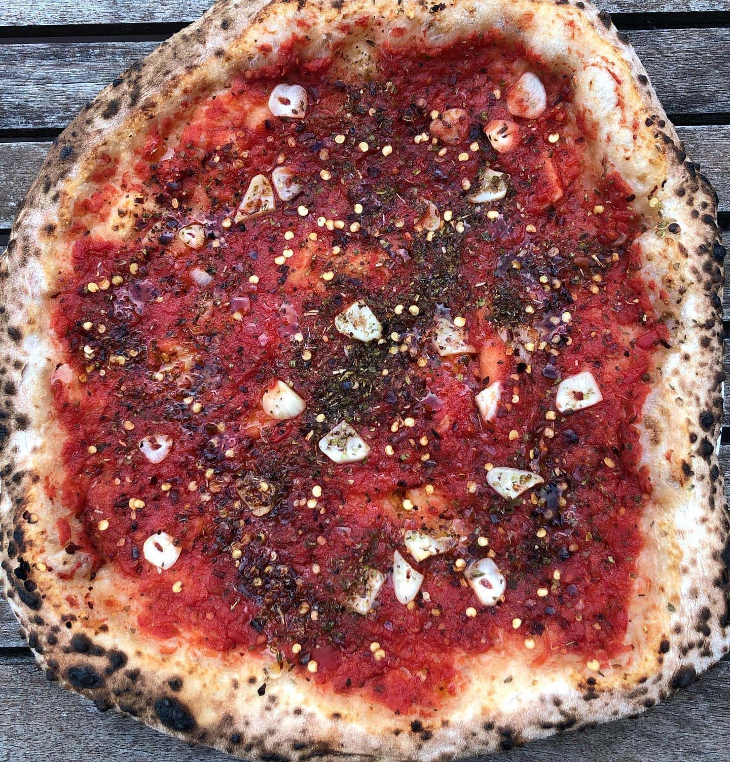 Marinara Pizza with Oregano and Chilli Flakes