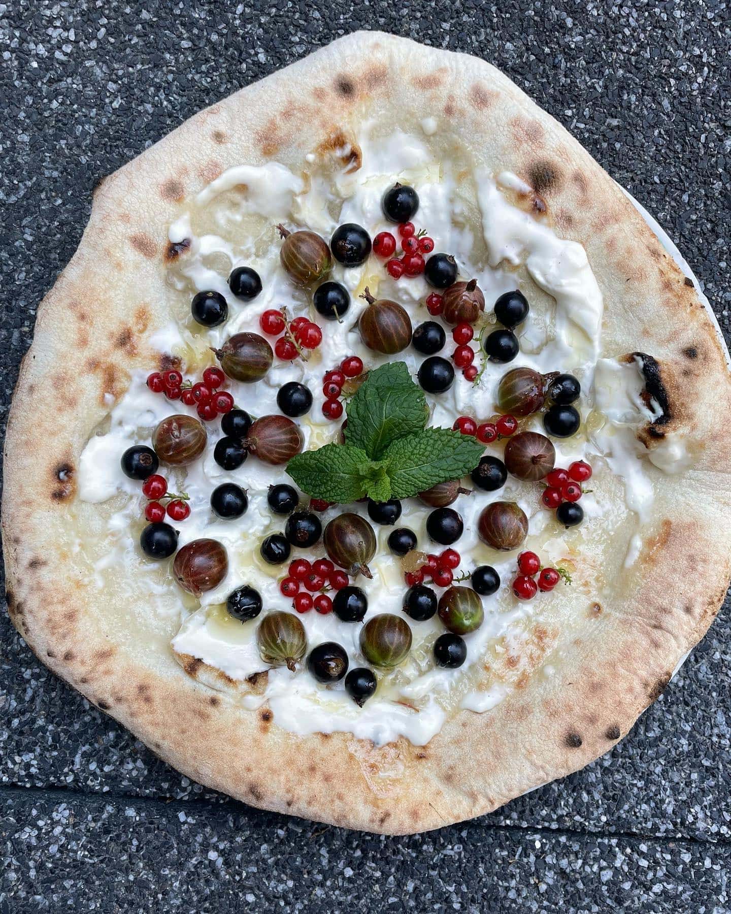 Mascarpone and Seasonal Fruits Pizza