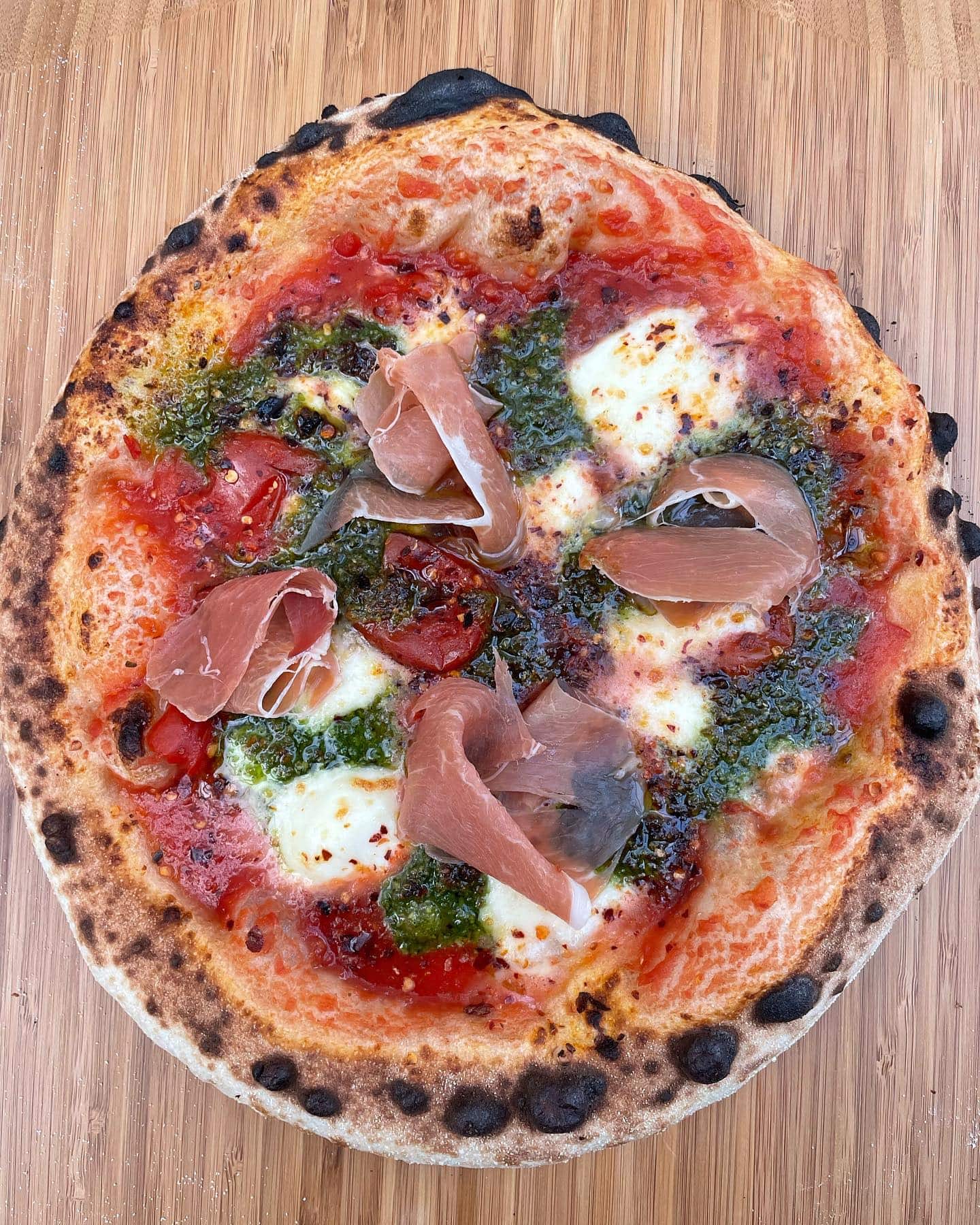 Pesto and Prosciutto Pizza