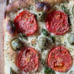Focaccia with Tomatoes, Olives, & Herbs