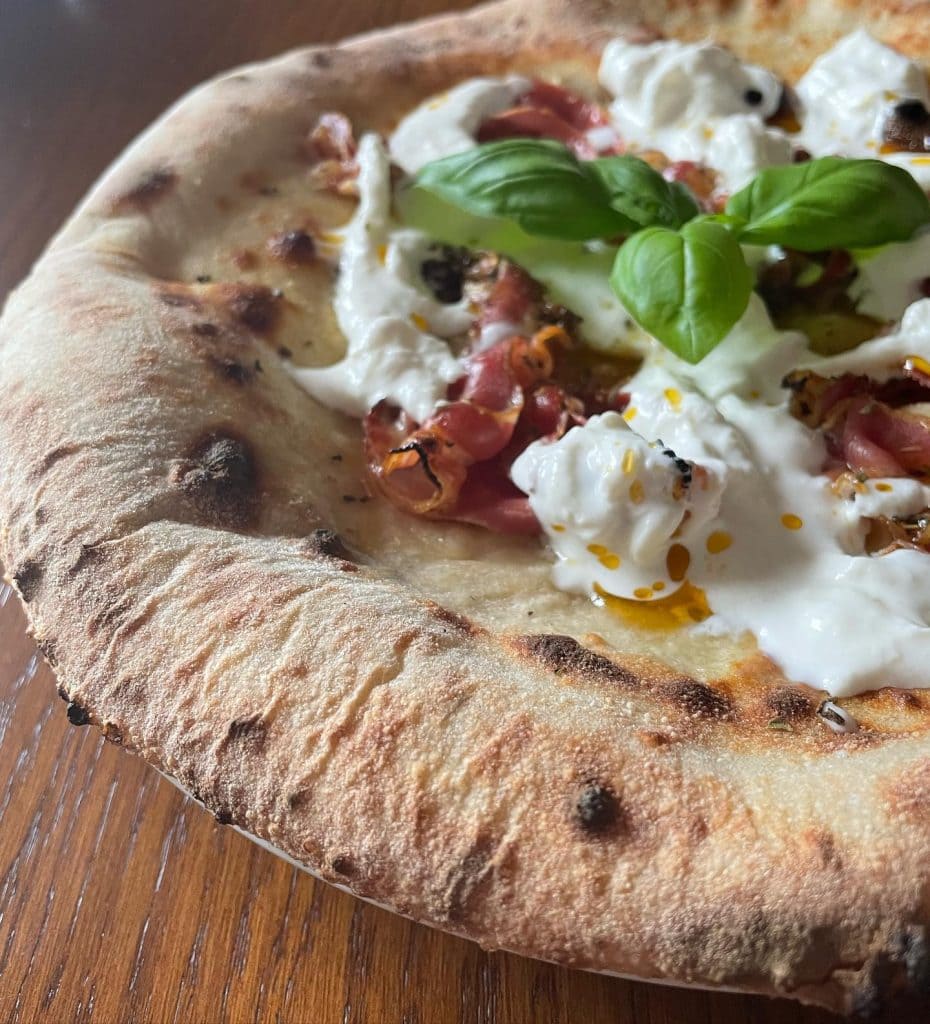 Stracciatella and Pancetta Pizza