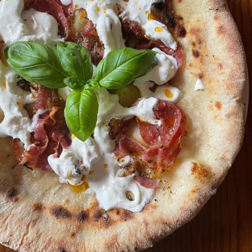 Stracciatella and Pancetta Pizza