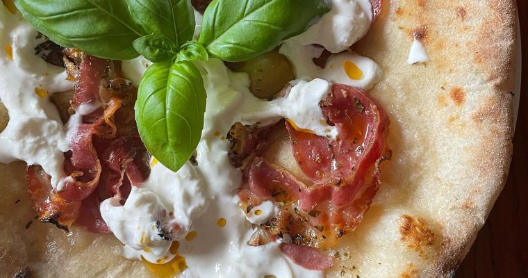 Stracciatella and Pancetta Pizza