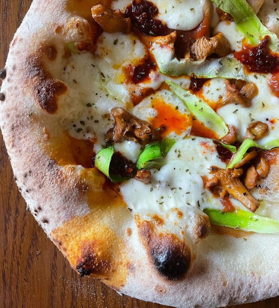 Zucchini, Chanterelle Mushrooms, & Nduja Pizza