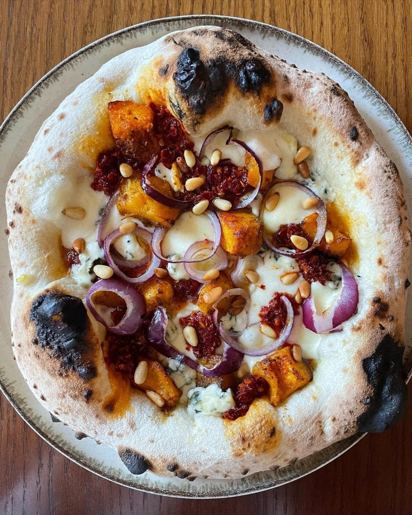 Pumpkin, Blue Cheese, Nduja, Red Onion & Pine Nuts Pizza