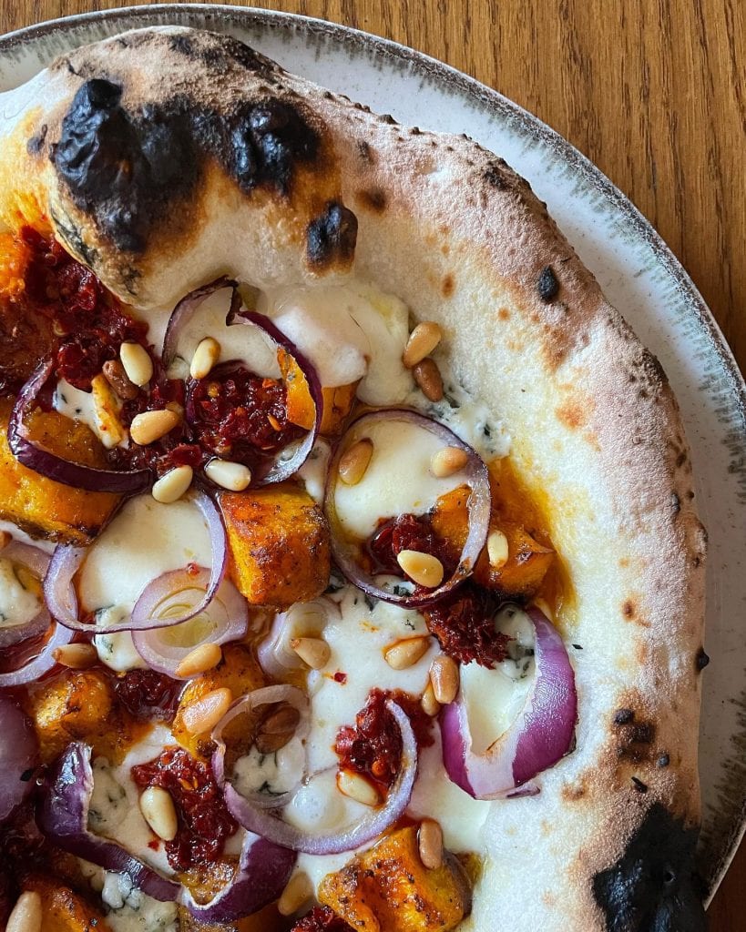 Pumpkin, Blue Cheese, Nduja, Red Onion & Pine Nuts Pizza