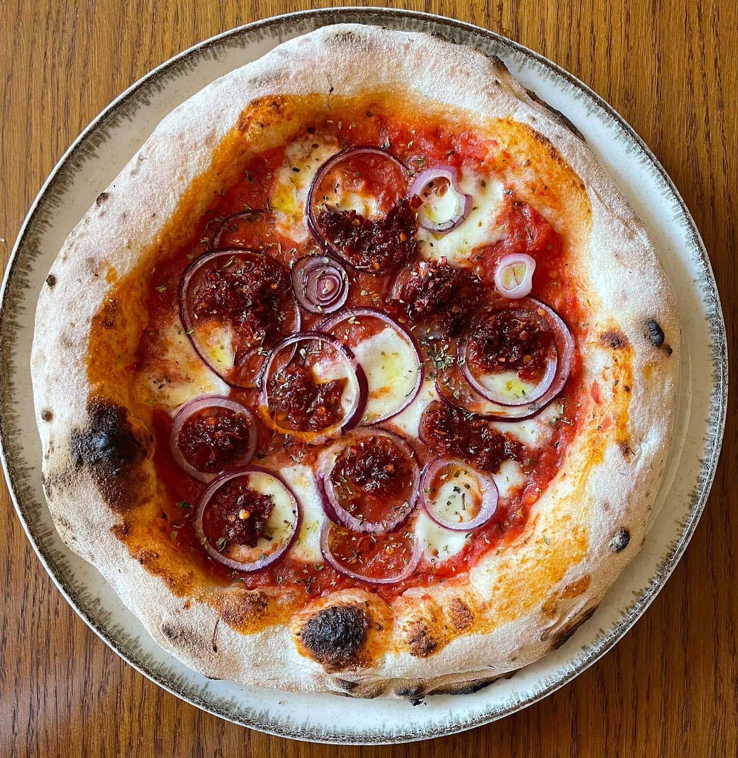 Red Onion and Nduja Pizza